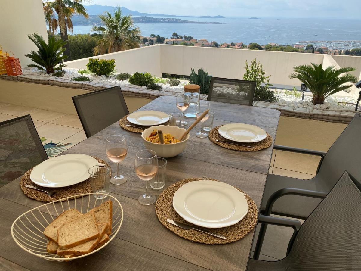 Superbe T2 44M2 - Grande Terrasse Vue Mer Panoramique Exceptionnelle Piscine - Parking Bandol Exteriör bild