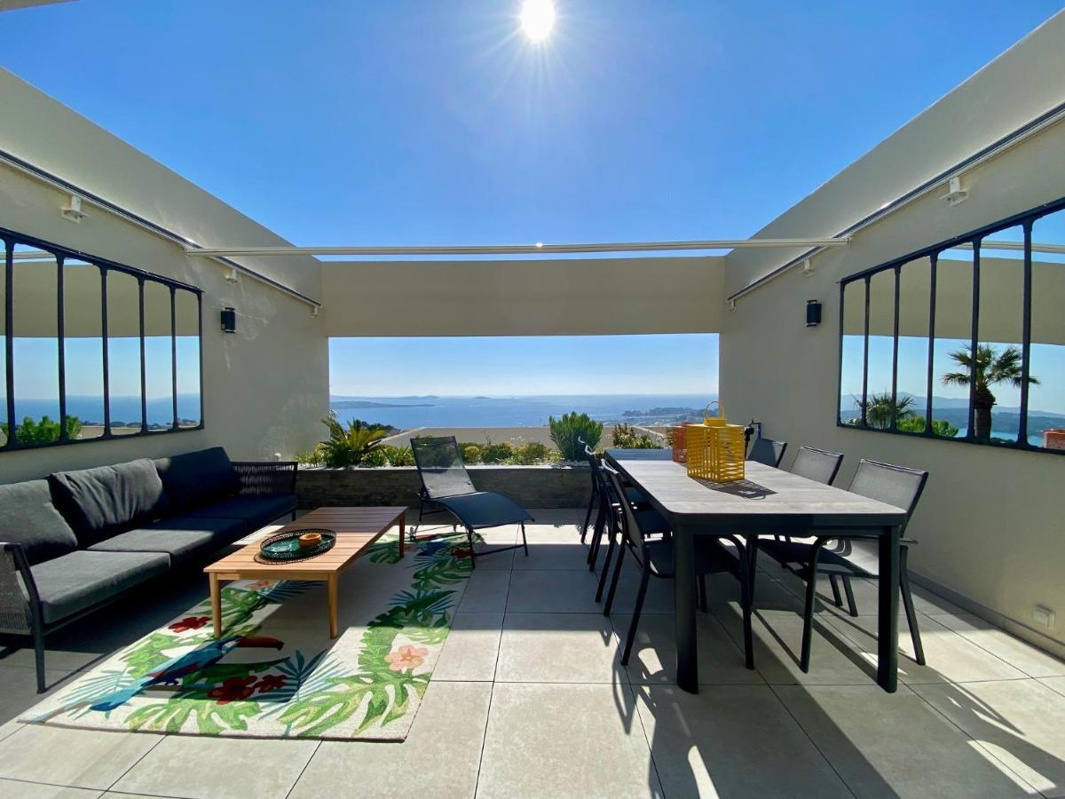 Superbe T2 44M2 - Grande Terrasse Vue Mer Panoramique Exceptionnelle Piscine - Parking Bandol Exteriör bild